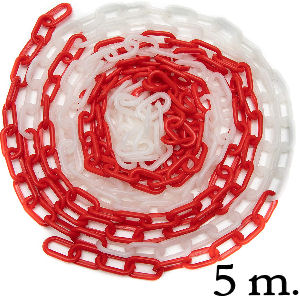 5 m. de cadena de plástico roja y blanca para stick kette jugger