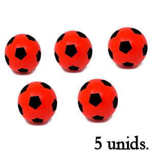 Pack de 5 balones de fútbol de espuma rojo de 20 cm. para jugger